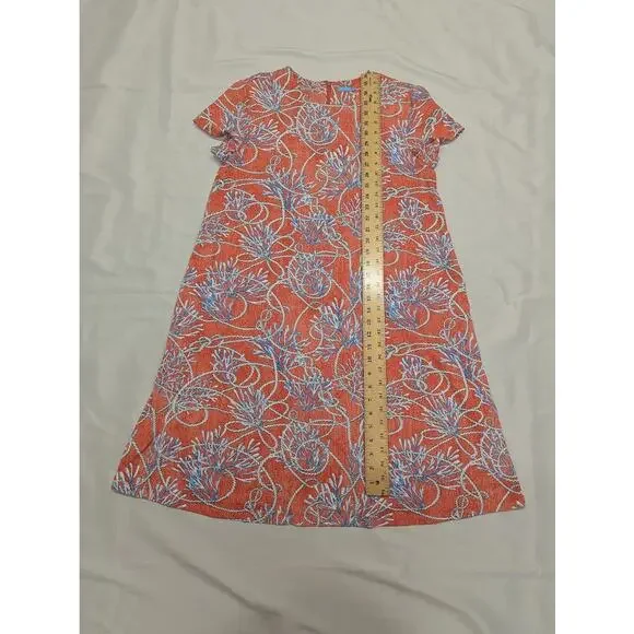 J. McLaughlin Dress Women Short Pullover Shift Dress Coral Nautical Seaside Sz L - Picture 5 of 10